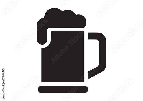 Beer Mug icon, Editable Solid Vector Illustration