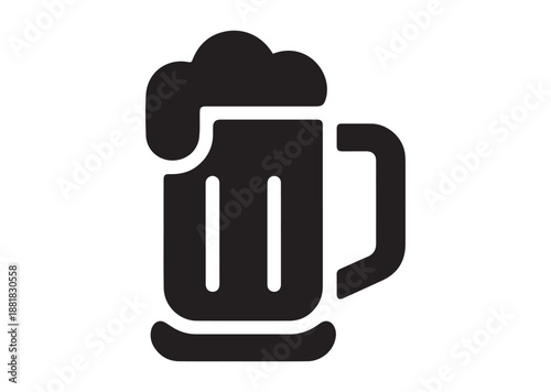 Beer Mug icon, Editable Solid Vector Illustration