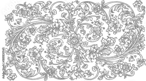 Seamless  floral pattern and damask vector illustration featuring retro baroque ornaments and lace textures for decorative textile wallpaper design