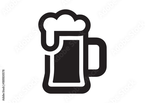 Beer Mug icon, Editable Solid Vector Illustration