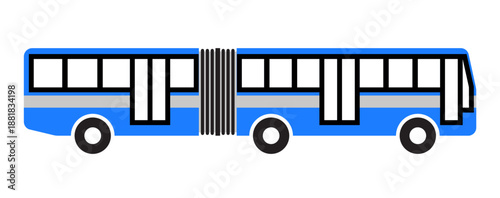 simple articulated bendy blue passenger bus icon symbol side view silhouette vector illustration isolated on transparent background