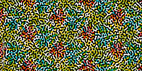 Abstract truing organic wallpaper Turing reaction diffusion monochrome seamless pattern .Monochrome Turing reaction background .Natural seamless line pattern. Linear design with biological shapes