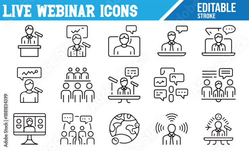 Online education and remote work symbol set.