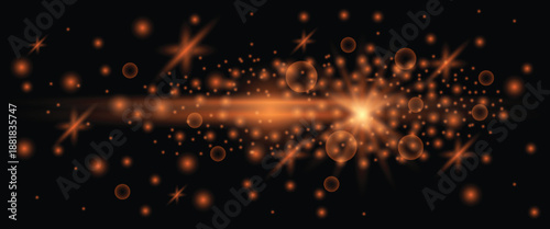 Vibrant orange light explosion in dark space