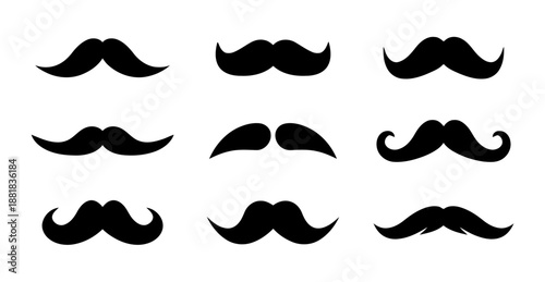 Collection of different mustache styles and shapes