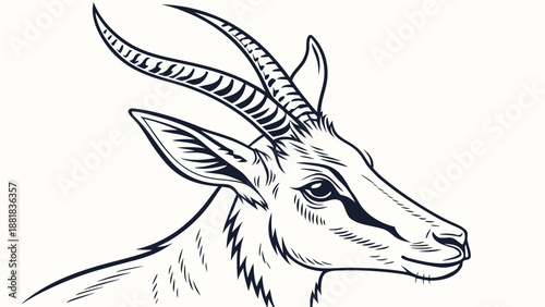Elegant gazelle head illustration with striking horns, symbolizing grace and the wild.