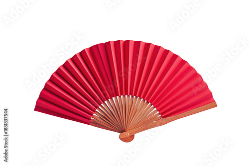 Vector realistic watercolor illustration of a red hand fan