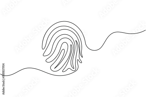 Identity verification fingerprint continuous line art design