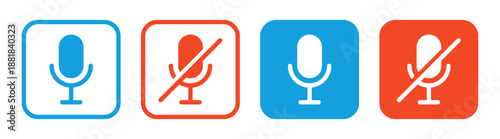 Mute sound or microphone vector icons set
