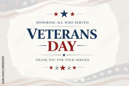 Veterans Day graphic honoring all who served with patriotic stars and stripes design
