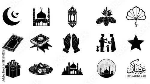 Islamic Symbols and Icons Collection Silhouette.