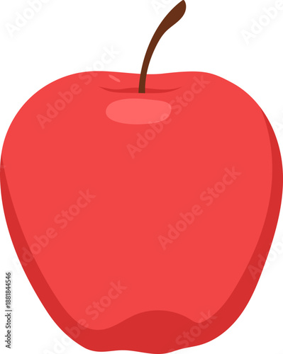 A vibrant red apple icon with a brown stem on a white background