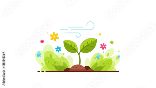 Young Green Plant Growing in Soil.