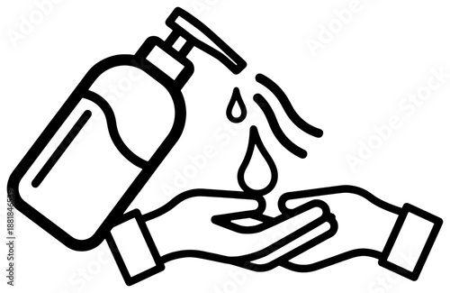 Hand using sanitizer