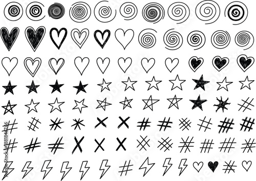 Minimalist Black and White Hand Drawn Symbols Set of Simple Geometric Icons