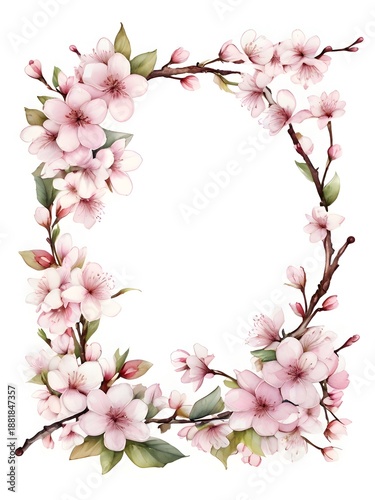 Wallpaper Mural Cherry Blossom Wreath Element Watercolor Illustration Art Torontodigital.ca