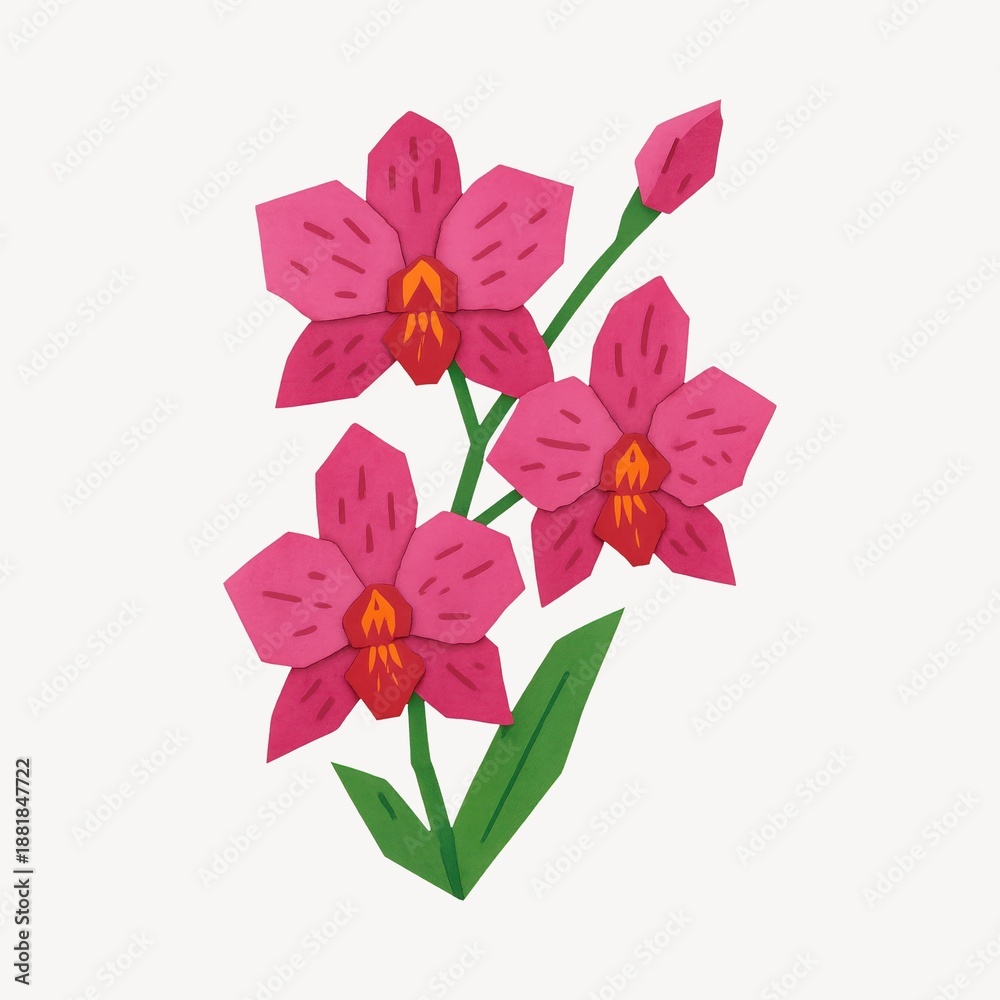 Naklejka premium Vibrant paper orchid illustration