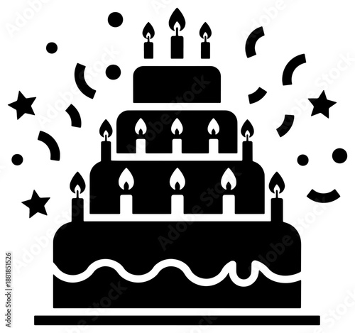 Celebratory birthday cake with candles