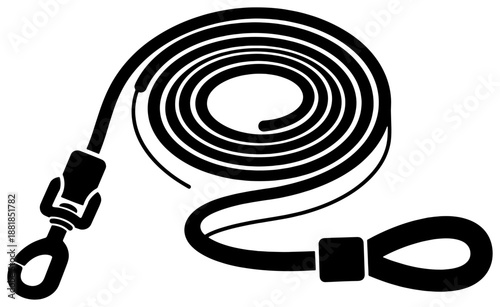 Black and white coiled dog leash