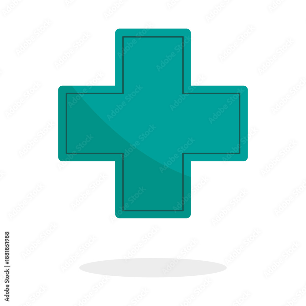 Fototapeta premium Medical cross icon. Hospital plus symbol. Healthcare aid Vector. Pharmacy green sign.