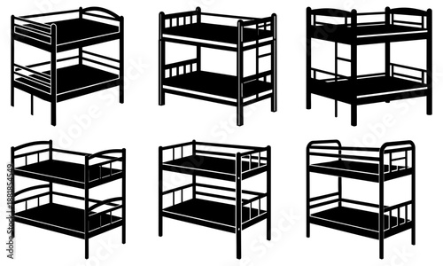 Six Black Metal Bunk Beds with Transparent Background black bunk bed six bunk beds