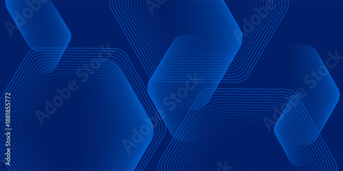 Modern abstract blue background with glowing geometric lines. Blue gradient hexagon shape design. Futuristic technology concept. Suit for banner, brochure, science, website, corporate, poster, cover