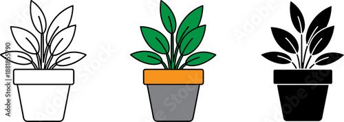Simple Houseplant in Pot Icon for Interior Decor and Indoor Gardening