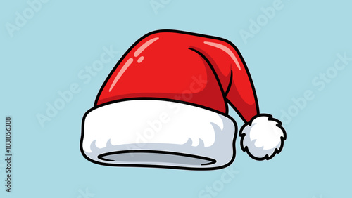 Vector Illustration of Santa Hat in Minimalist Style with Red and White Colors for Holiday Design