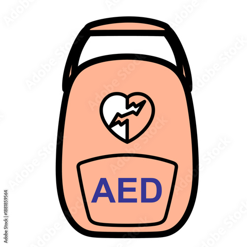 救急現場で命を守るためのAEDをモチーフにしたアイコンイラスト｜心肺蘇生や応急処置を啓発するデザインや医療系コンテンツに最適なベクター素材