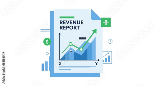 Growing Revenue Report Chart Concept for Business Success and Financial Growth Illustration