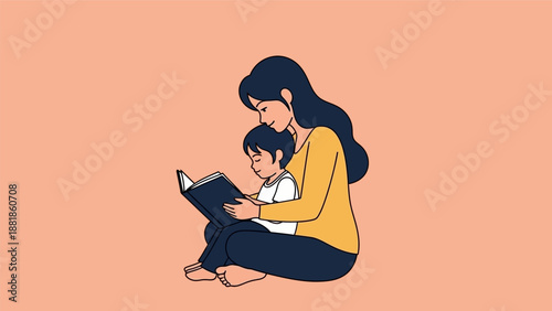 Mother Reading with Child on Lap.