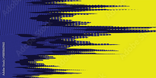 Yellow and blue abstract on a dark background. Sporty grunge design. Illustration for sports, backgrounds, animations.