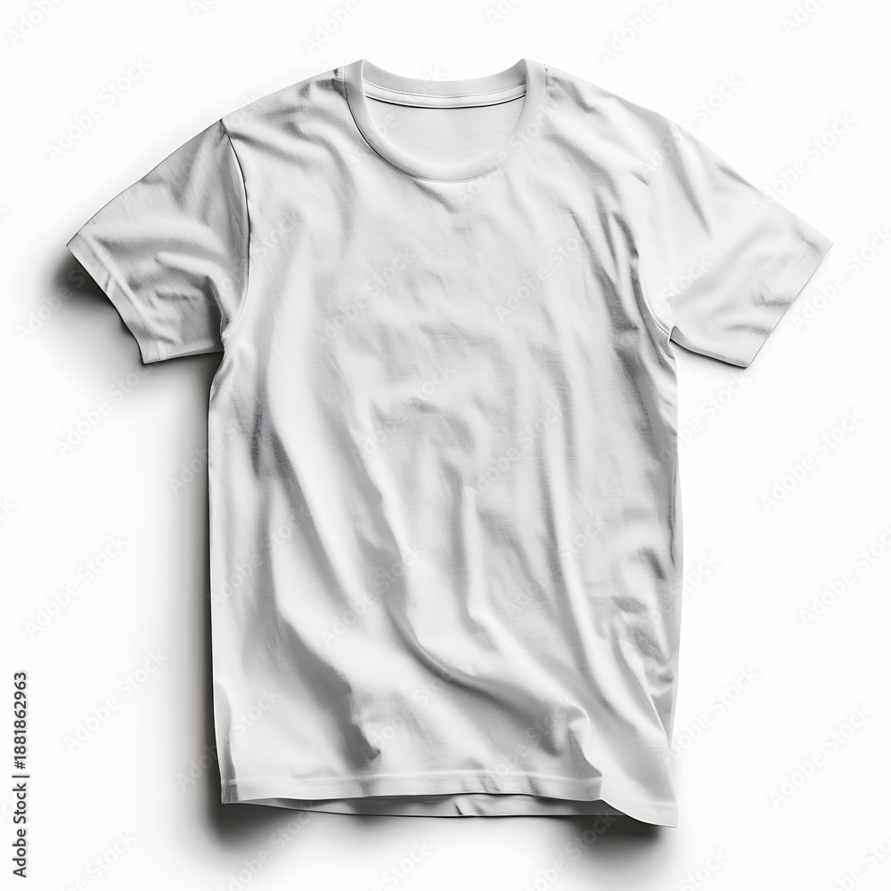 Fototapeta premium High resolution isolated T shirt PNG design minimalist custom typography photoreal cutout with soft shadow white background ultra detailed clean edges perfect lighting stock ready no logos