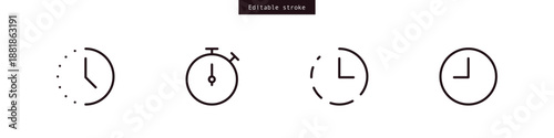 Timers icon Vector Time and Clock icons set. Stopwatch icon symbol. Countdown Timer vector elements. Line, Outline, Editable Stroke