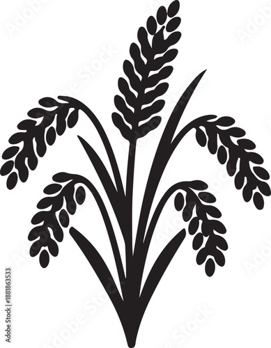  Barnyard Millet icon in silhouette white background.