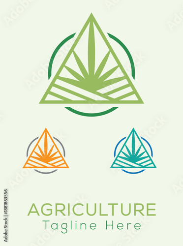 Agriculture Logo, Organic, Cultivate, Farm, Farmer, Harvest, Leaf, Plants, Green, Farming, vector agriculture logo design for organic farming and agribusiness Print File