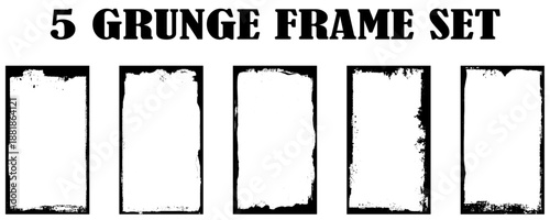 Grunge frame on a white background. Old frame with dust texture.  Dirty retro border. 