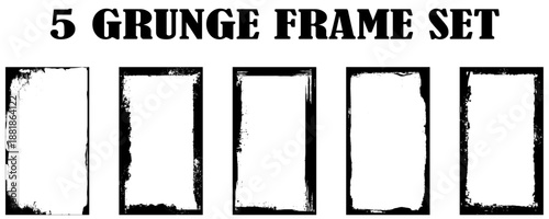 Grunge frame on a white background. Old frame with dust texture.  Dirty retro border. 