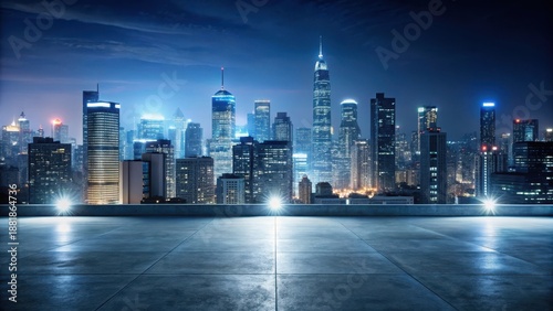 Minimalist cityscape at night, urban landscape, nighttime lights