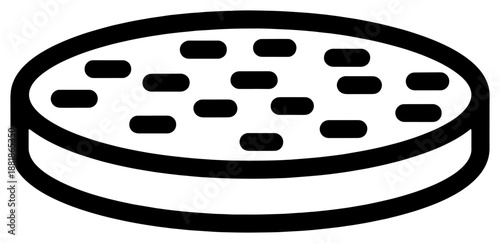 Simple black and white pizza