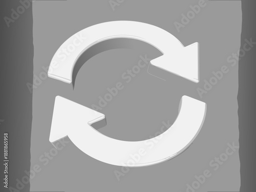 A gray background featuring a white circular arrow symbol indicating a process