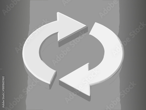 A grayscale image featuring two white circular arrows in opposition