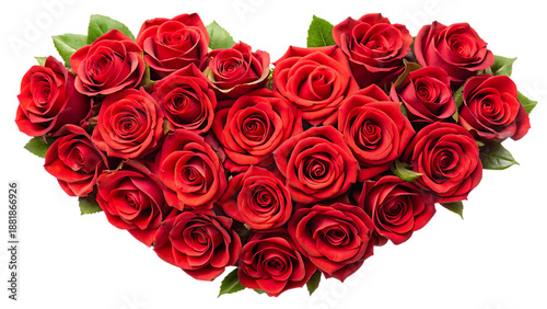 Bouquet of red roses on black background heart shaped