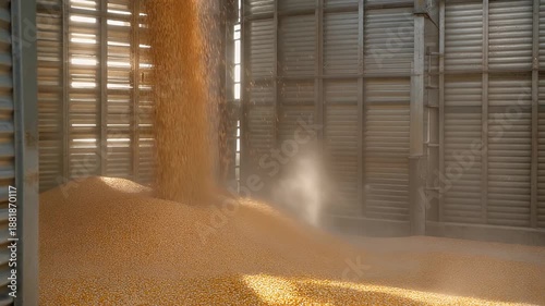 Industrial Grain Elevator Loading Harvested Wheat Into a Silo.