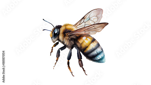Honey Bee Illustration Isolated on White Background