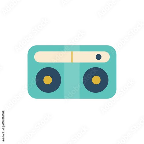 Retro Audio Cassette Tape Flat Vector Icon