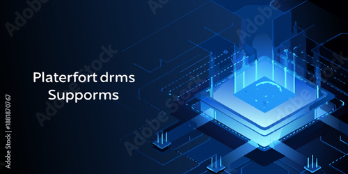 Platerfort drms supports blue glowing circuit board design