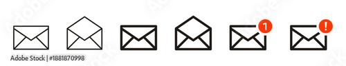 email envelope icon button and mail notification icon for contact and communication, email, messaging, mail delivery