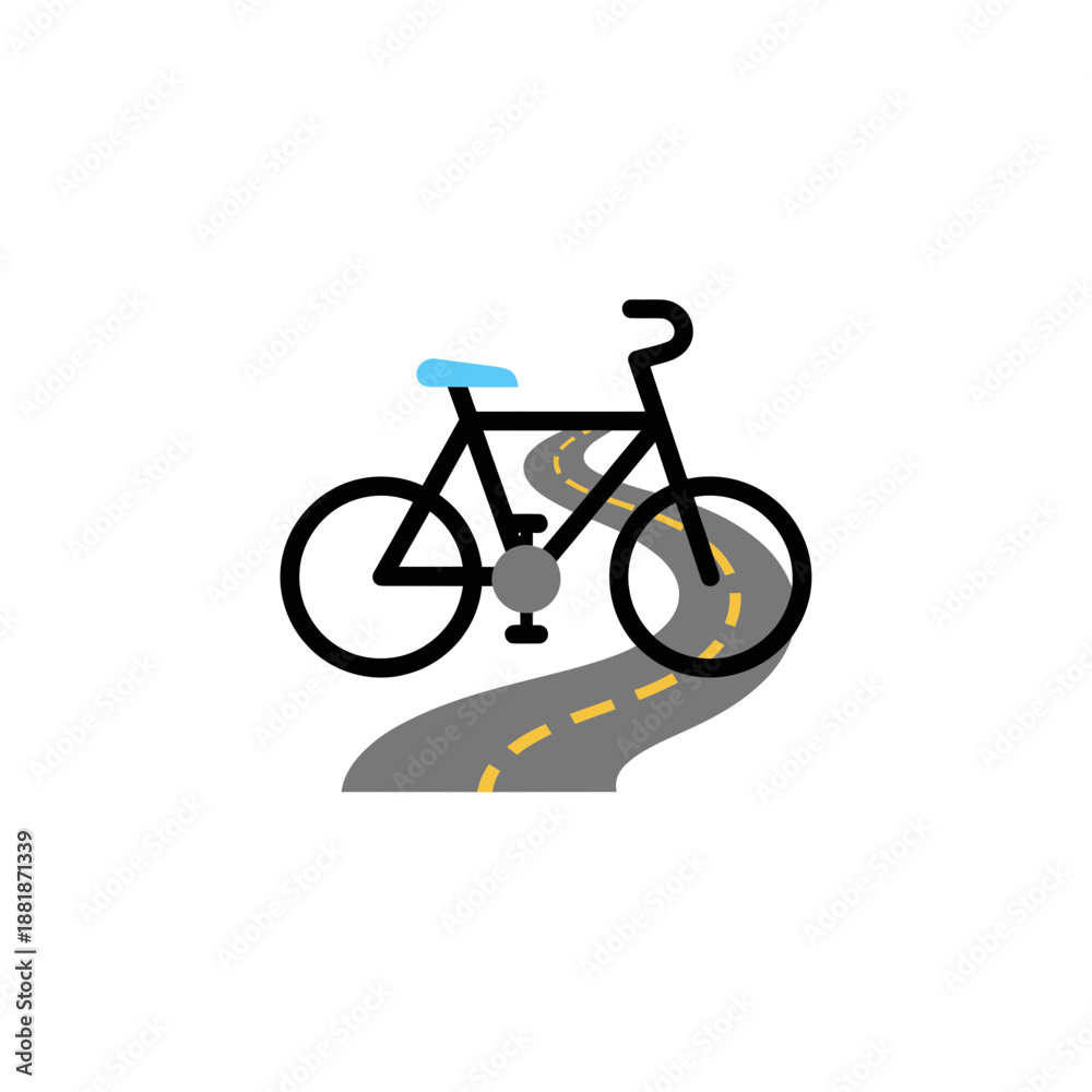 Fototapeta premium Bicycle on Winding Road Path Icon