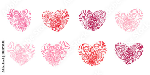 Creative collection of heart shaped fingerprint patterns featuring romantic thumbprint textures
